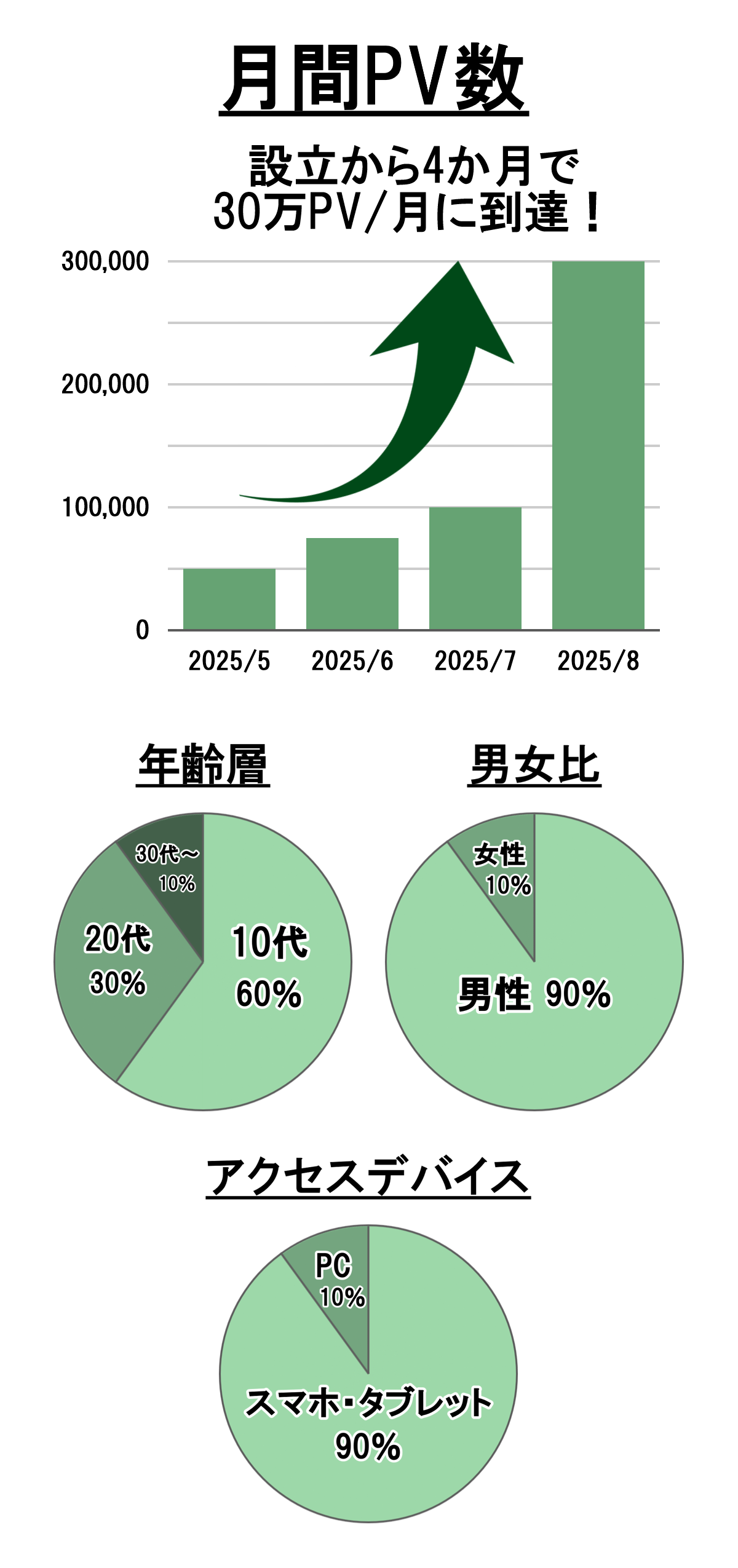 月間PV数
ユーザー層
アクセスデバイス