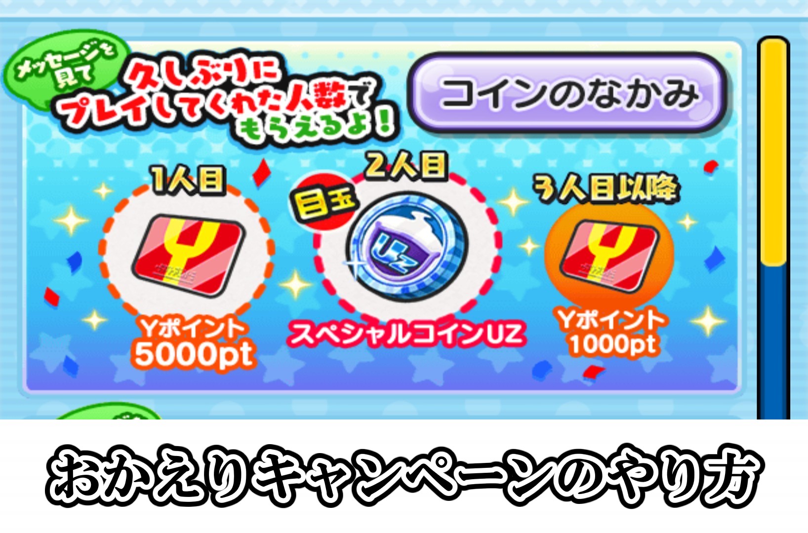 おかえりキャンペーンのやり方